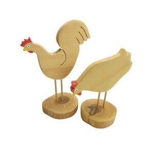 Vintage wood rooster Handmade rooster Easter decor Wooden rooster figurine